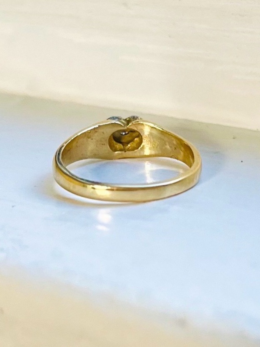 14 KT Gold Diamond Heart Pinky Ring - Picture 4 of 5